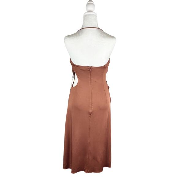 Et Ochs Nora Halter Cut Out MIdi Dress 6 NEW Brown - Picture 9 of 14